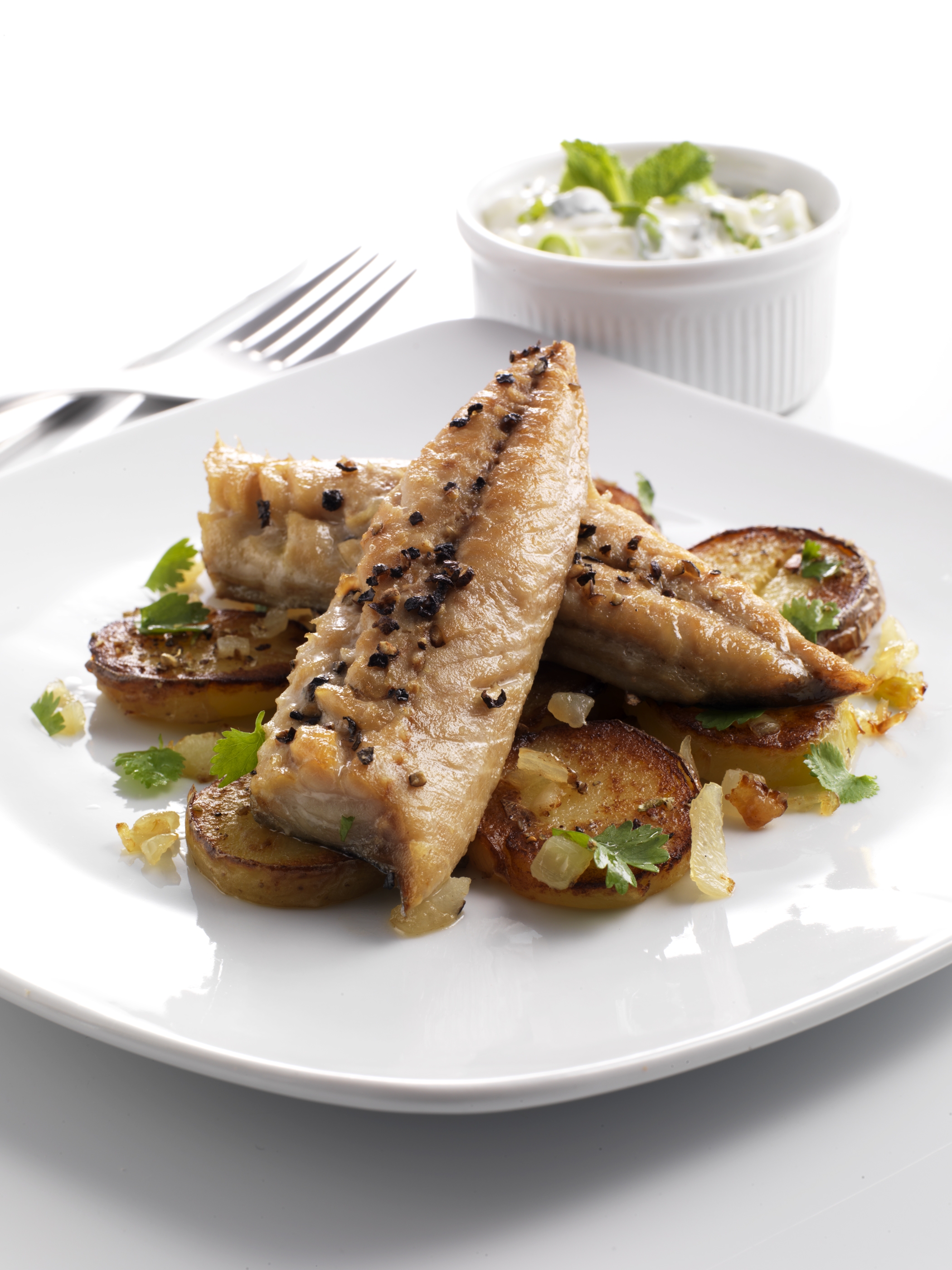 Irish Heart Grilled Mackerel Fillets with Indian Spiced Potatoes and