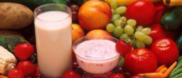 Fruits, vegetables, milk and yogurt