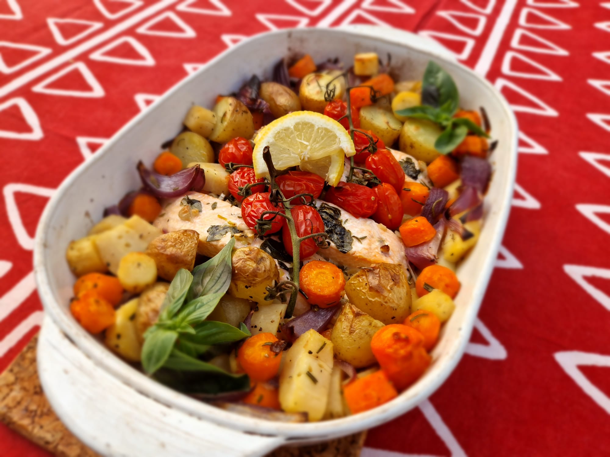 Irish Heart Baked Garlic and Herb Salmon with Mixed Vegetables - Irish Heart